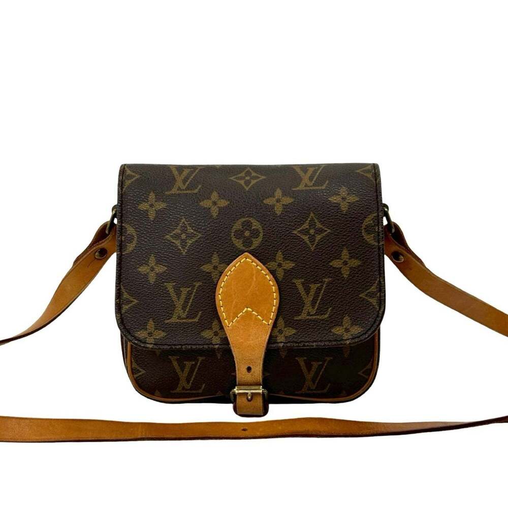 LOUIS VUITTON Authentic Brown Monogram Leather Pochette Shoulder Bag